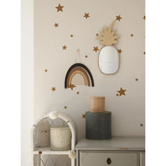 Pineapple Shaped Mirror - Safe Acrylic and Wooden Mirror Suitable for Kids - 23cmx48cm - Wall Decoration - Cut It