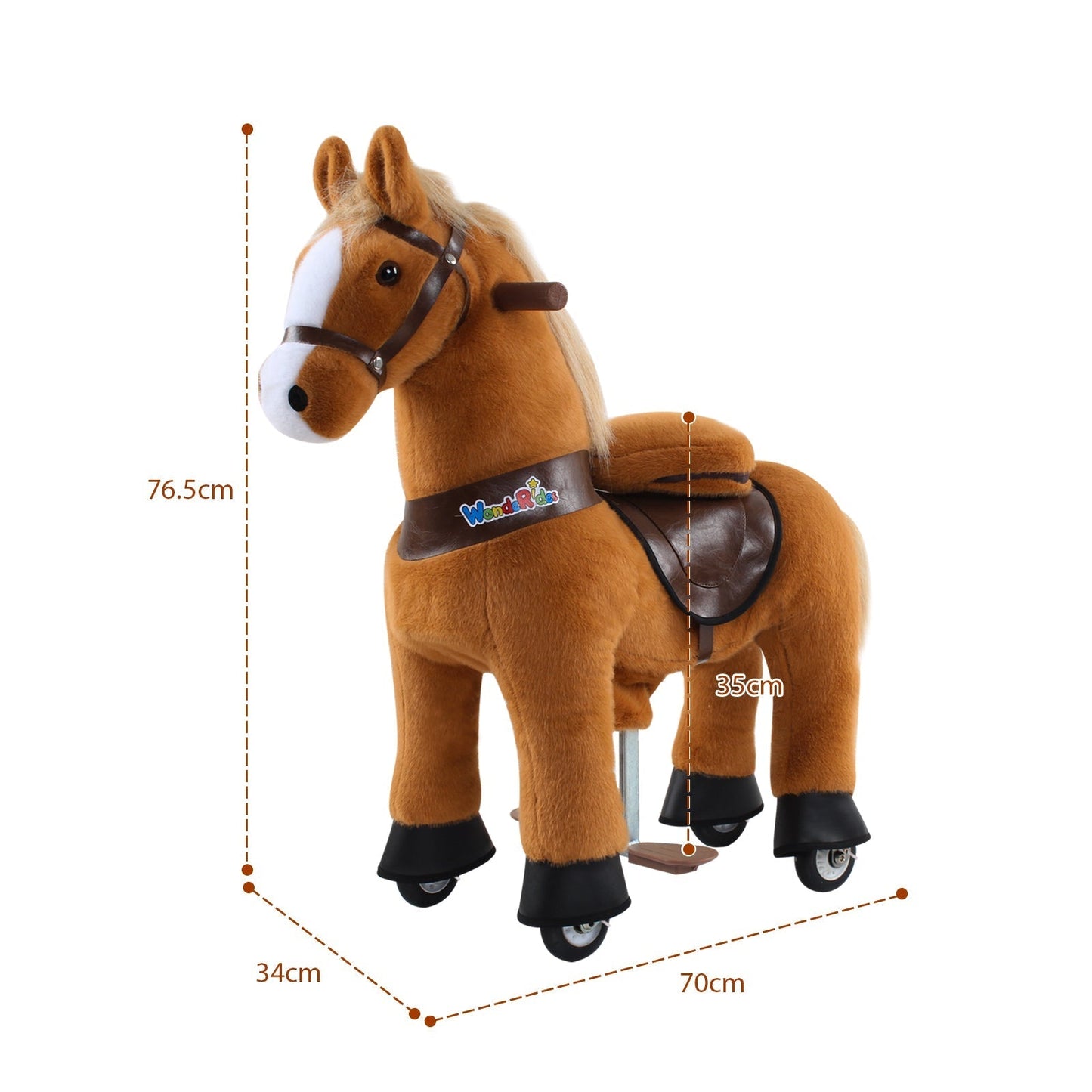 PonyCycle ® Caballo de juguete marrón con freno y sonido - pequeño 