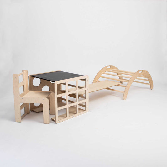 Climbing arch + Transformable climbing cube / table and chair + a ramp - Climbing triangles - Sweet Home From Wood - KiiDS.SHOP