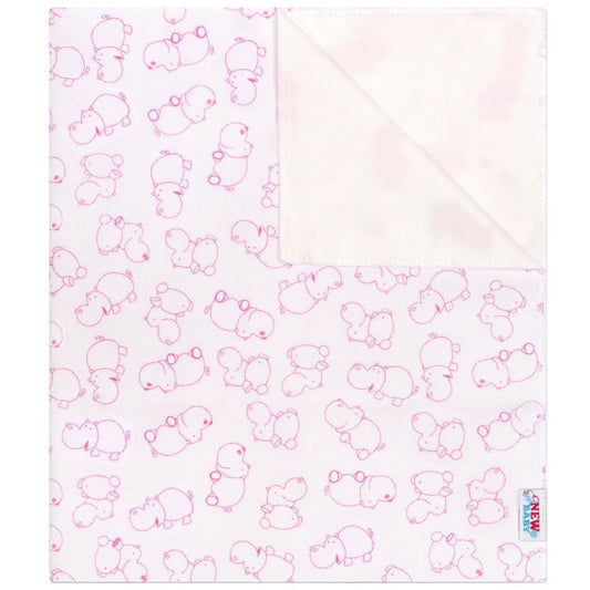 Nepremokavá flanelová podložka New Baby hrošík bielo- ružový - Flanelové podložky - NEW BABY - KiiDS.SHOP