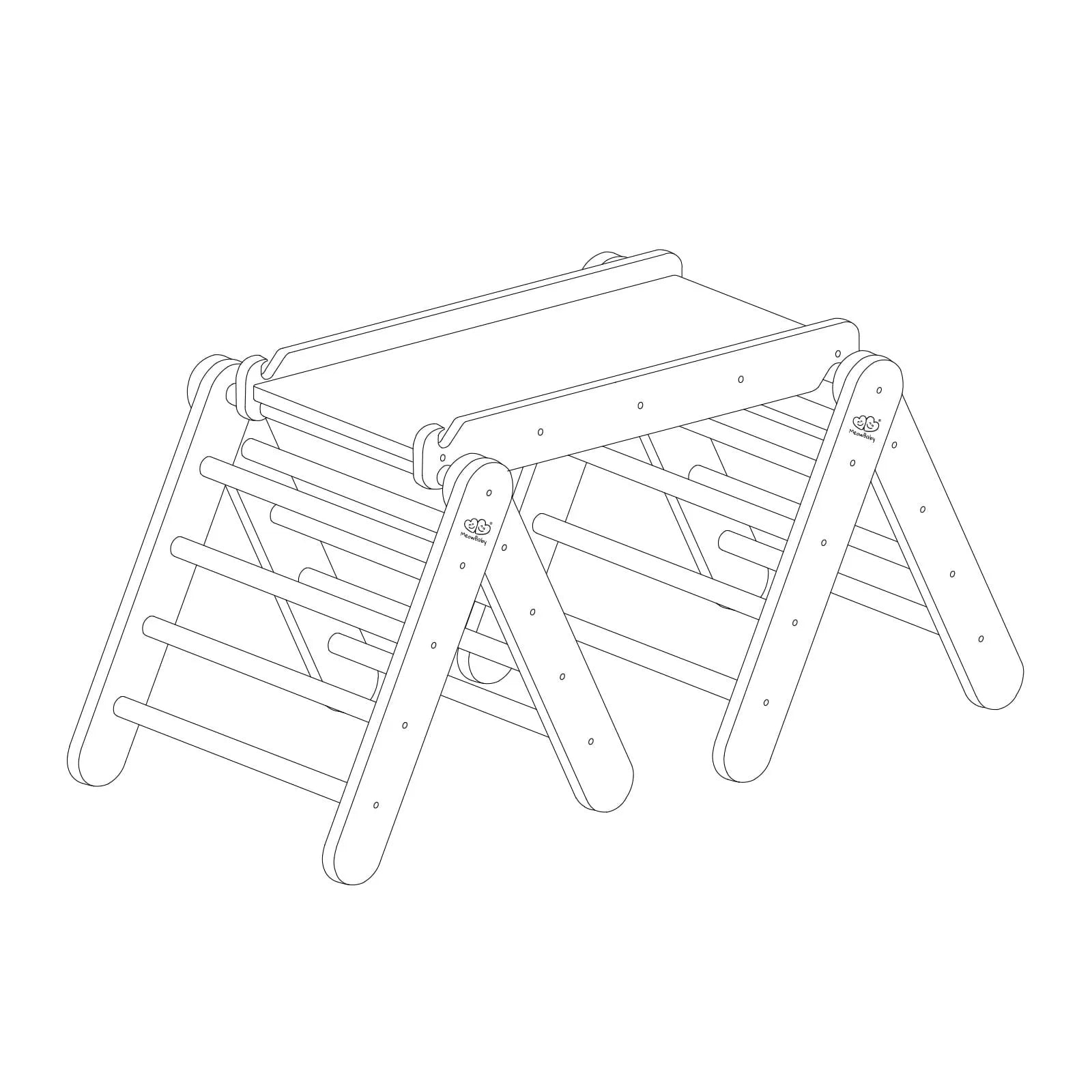 Šplhací Trojúhelník pro Děti se skluzavkou a Prolézačkou - Montessori > Wooden Climbing Triangle Sets - Meowbaby