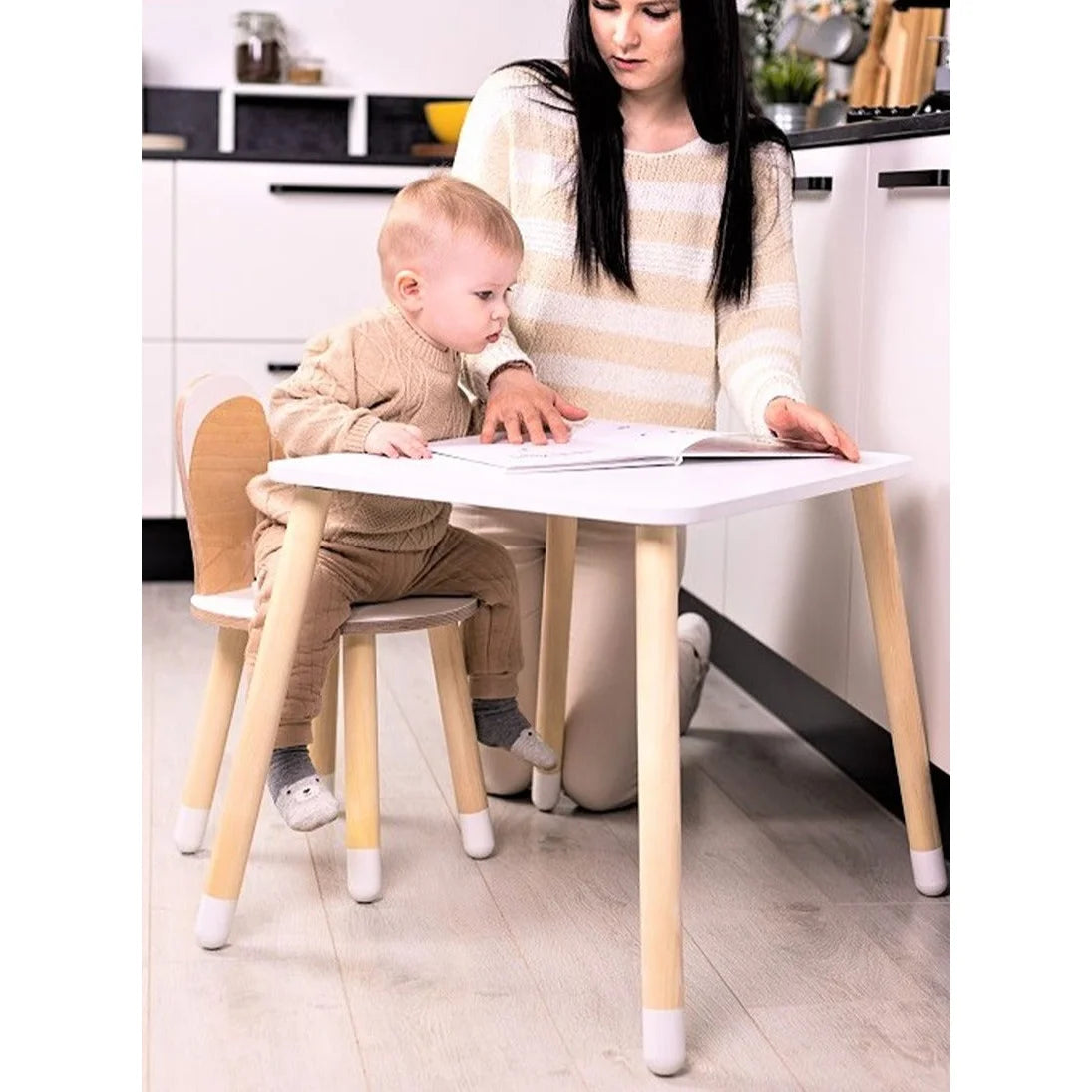 Detská Drevená Súprava Stolíka a Stoličky – Zajačik - Family-scl