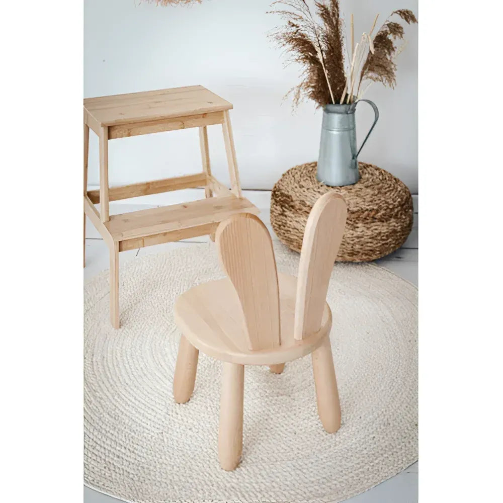 Drevená Detská Stolička Natur Bunny - Drevené a Plastové Sety - Kidozia