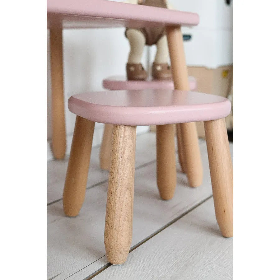 Tavolo e sedia per bambini Minimal Rose - Set in legno e plastica - Kidozia