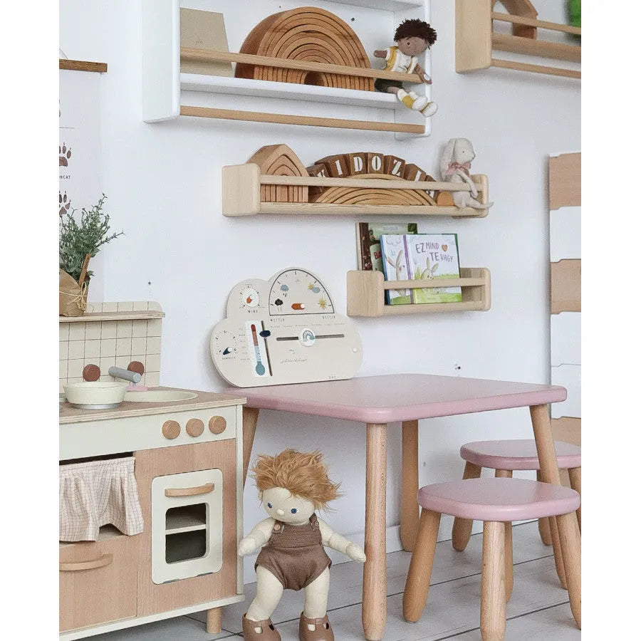 Tavolo e sedia per bambini Minimal Rose - Set in legno e plastica - Kidozia