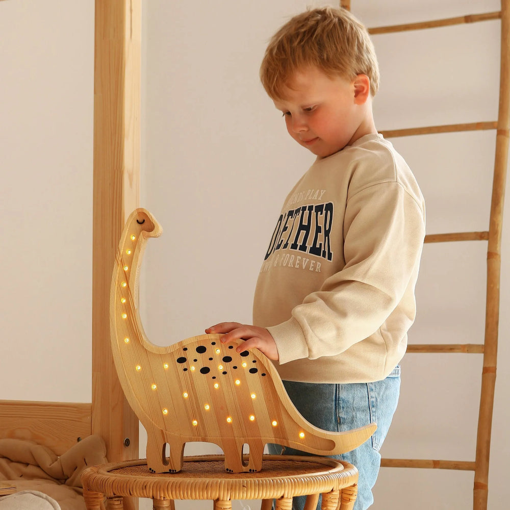 Dino Diplodocus Lamp - Little Lights - Wooden Lamps