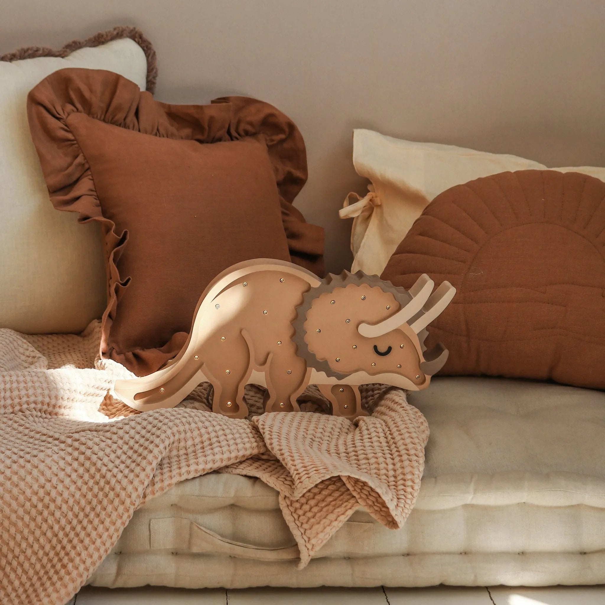 Dino Triceratops Lamp - Little Lights - Wooden Lamps