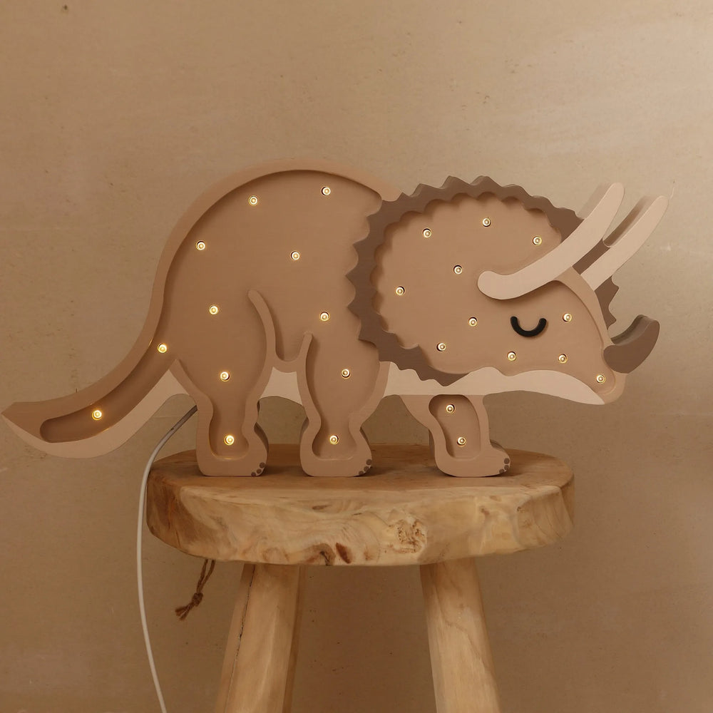 Dino Triceratops Lamp - Little Lights - Wooden Lamps