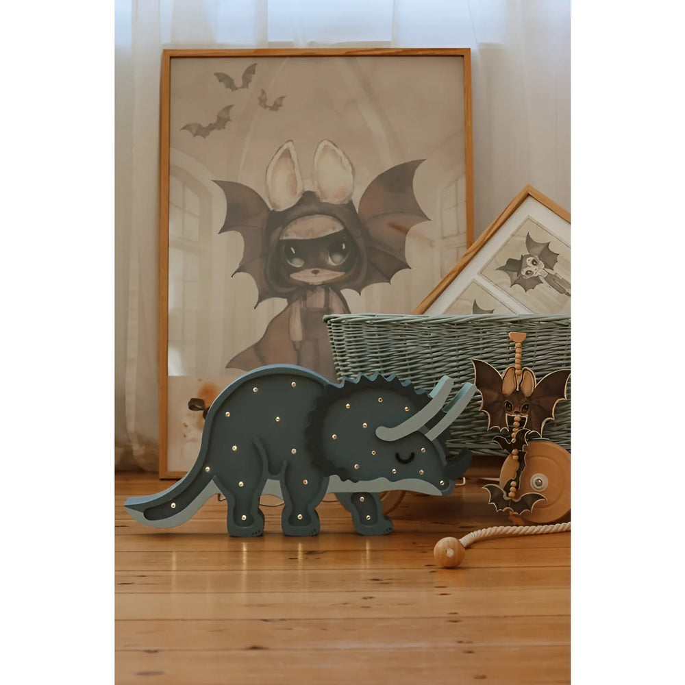 Dino Triceratops Lamp - Little Lights - Wooden Lamps
