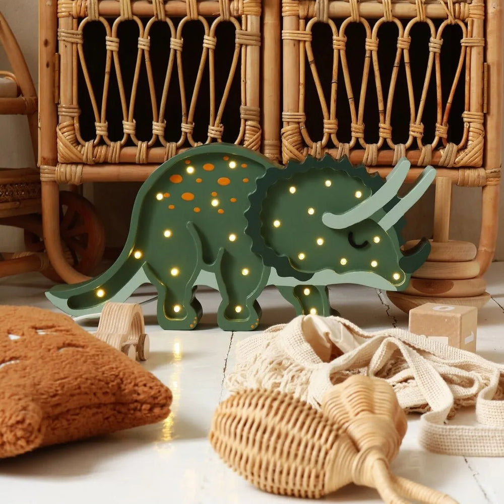 Dino Triceratops Lamp - Little Lights - Wooden Lamps