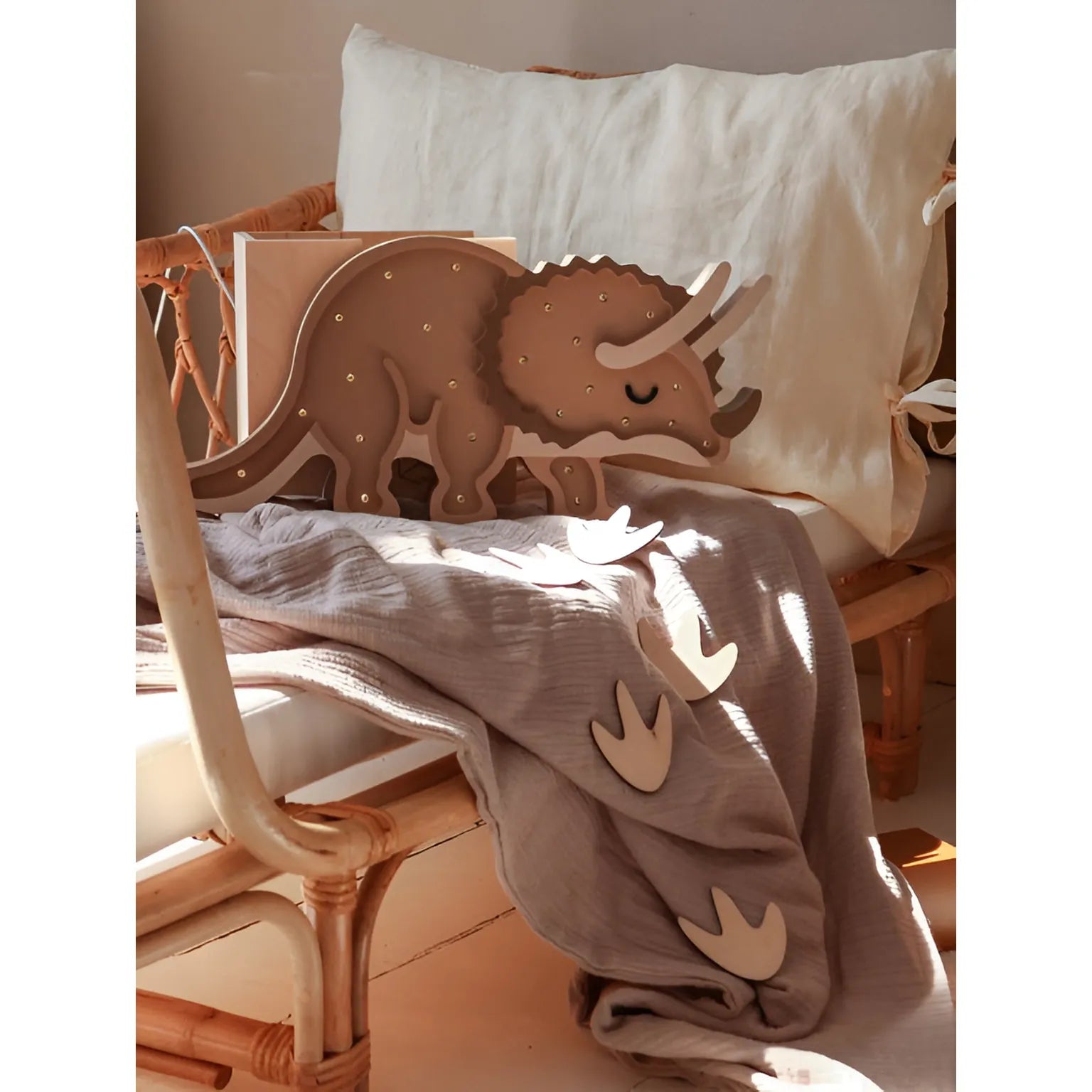 Dino Triceratops Lamp - Little Lights - Wooden Lamps