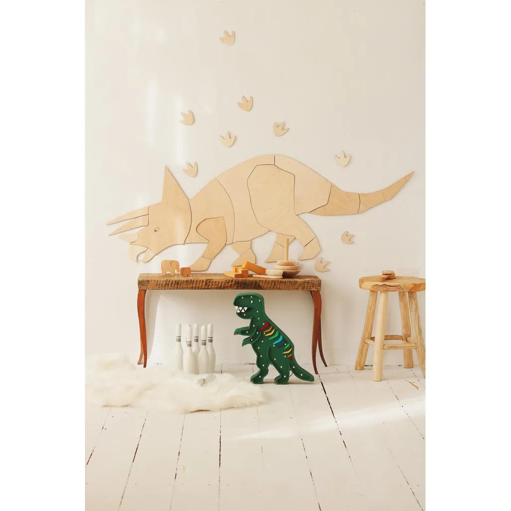Dinosaur Triceratops - Dřevěná Nástěnná Dekorace Xl Velikost - 60cmx170cm - Nástěnná - Cut It Now