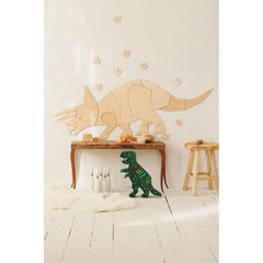 Dinosaur Triceratops - Dřevěná Nástěnná Dekorace Xl Velikost - 60cmx170cm - Nástěnná - Cut It Now