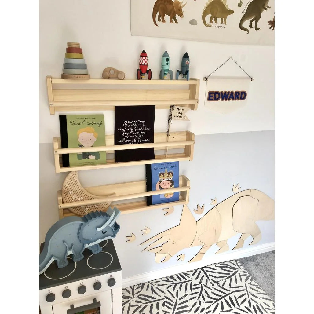 Dinosaurus Triceratops - Dřevěná Nástěnná Dekorace XL Velikost - 60cmx170cm - Nástěnná - Cut It Now