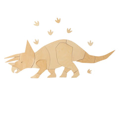 Dinosaurus Triceratops - Dřevěná Nástěnná Dekorace XL Velikost - 60cmx170cm - Nástěnná - Cut It Now