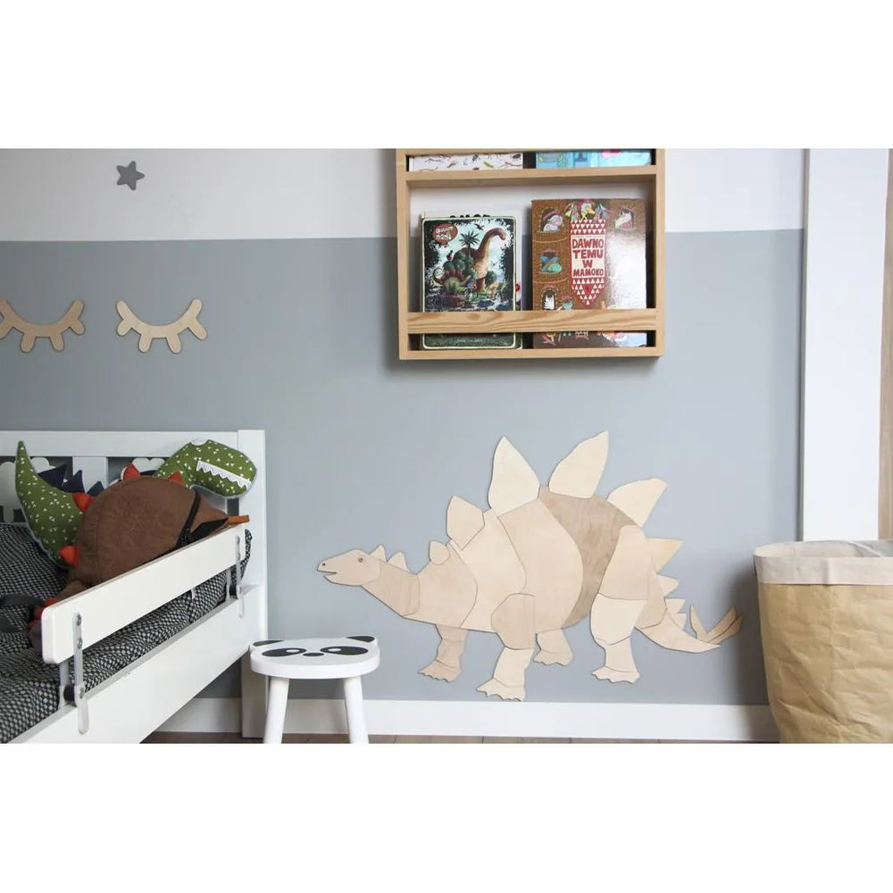 Dinosaure Stégosaure - Décoration murale en bois Taille M - 80 cm x 125 cm - Mural - À découper maintenant