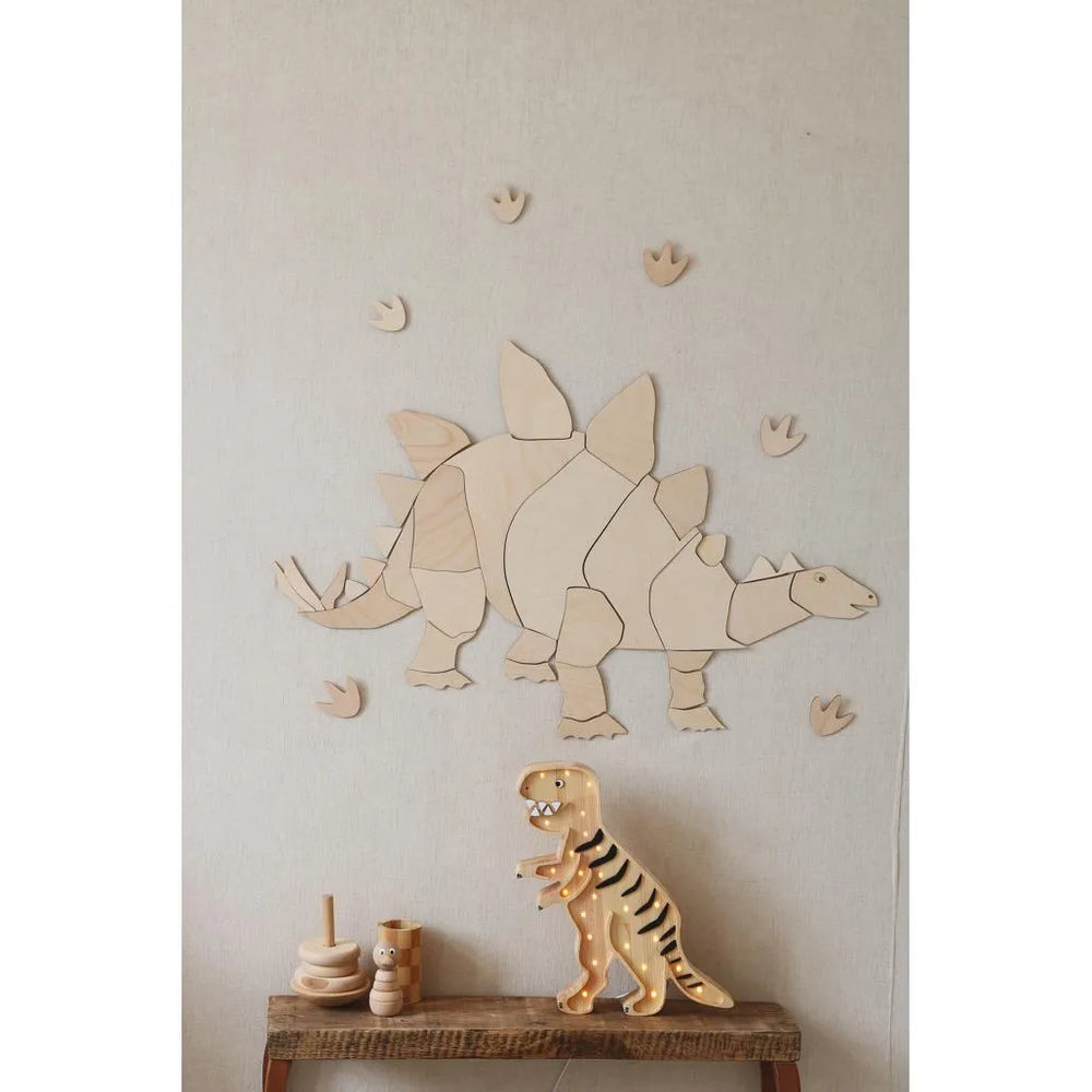 Dinosaure Stégosaure - Décoration murale en bois Taille M - 80 cm x 125 cm - Mural - À découper maintenant