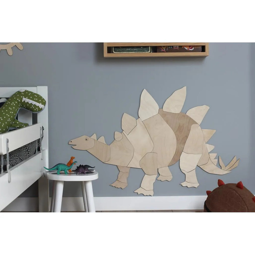 Dinosaure Stégosaure - Décoration murale en bois Taille M - 80 cm x 125 cm - Mural - À découper maintenant