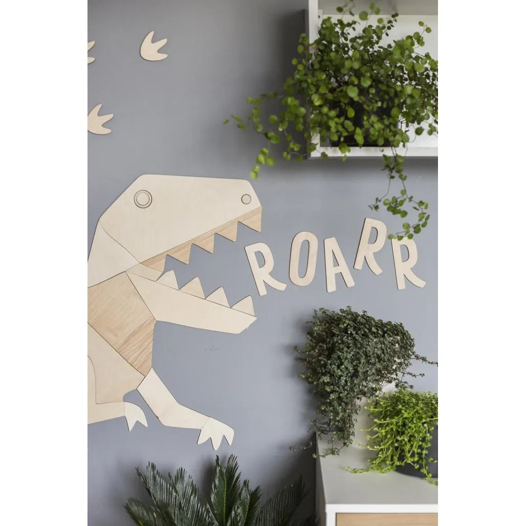 Dinosaurus T-rex Tyranosaurus - Dřevěná Nástěnná Dekorace Velikost s - 67cmx85cm - Nástěnná - Cut It Now