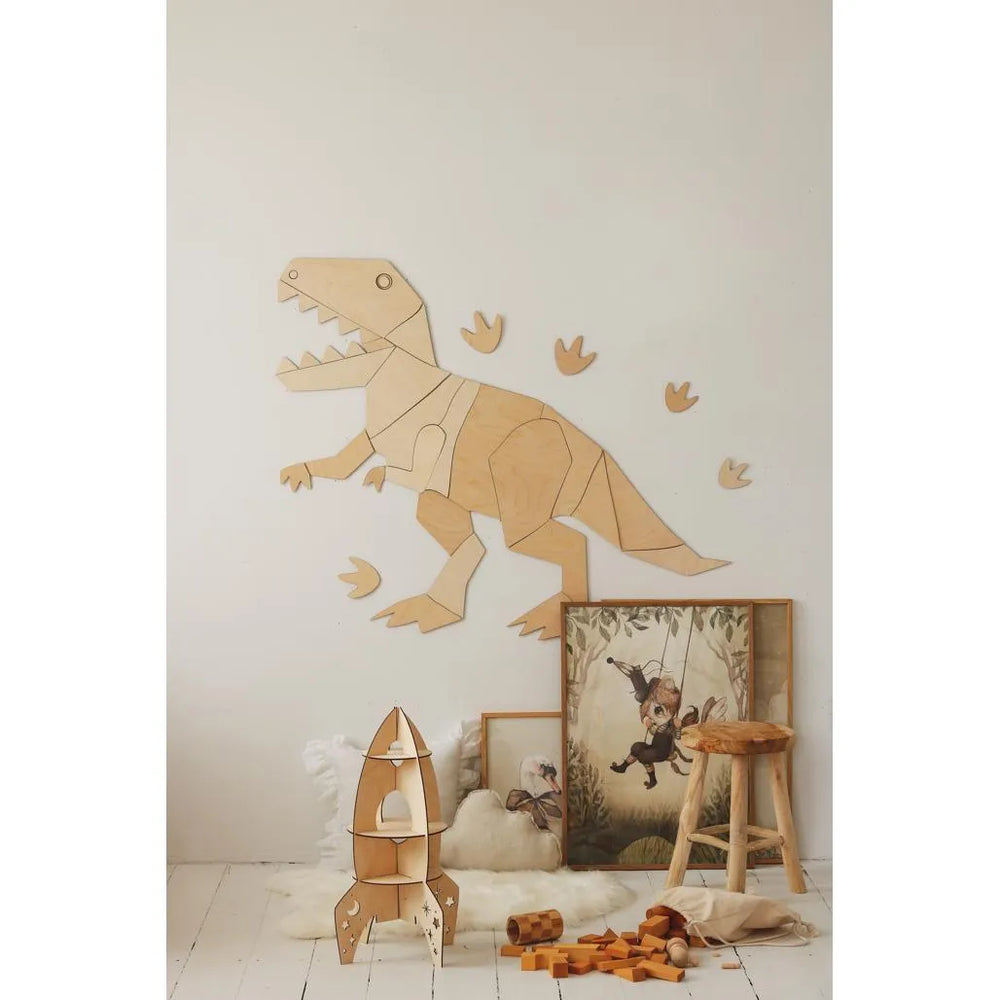 Dinosaurus T-rex Tyranosaurus - Dřevěná Nástěnná Dekorace Velikost m - 100cmx125cm - Nástěnná - Cut It Now