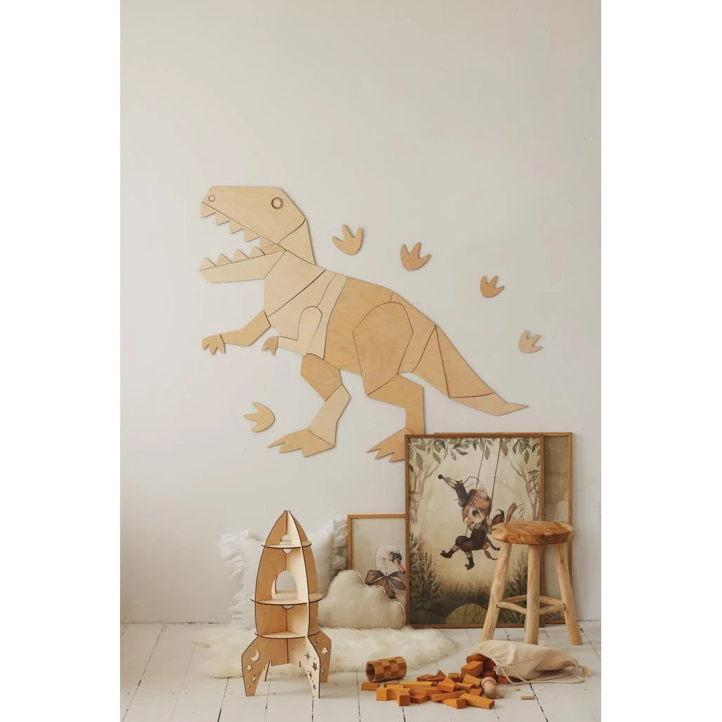 Dinosaurus T-rex Tyranosaurus - Drevená Nástenná Dekorácia Veľkosť m - 100cmx125cm - Nástenná - Cut It Now