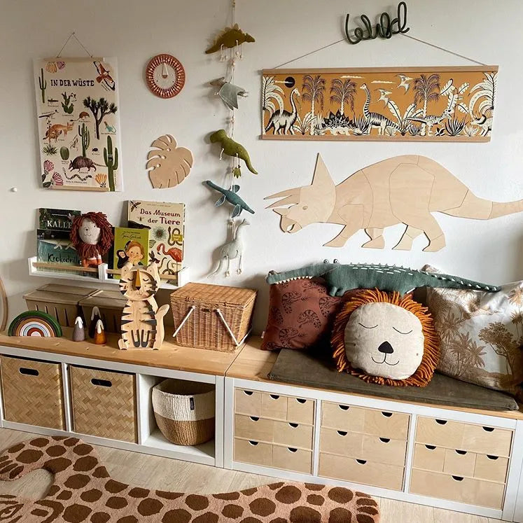 Dinosaurus Triceratops - Dřevěná Nástěnná Dekorace Velikost s - 40cmx120cm - Nástěnná - Cut It Now