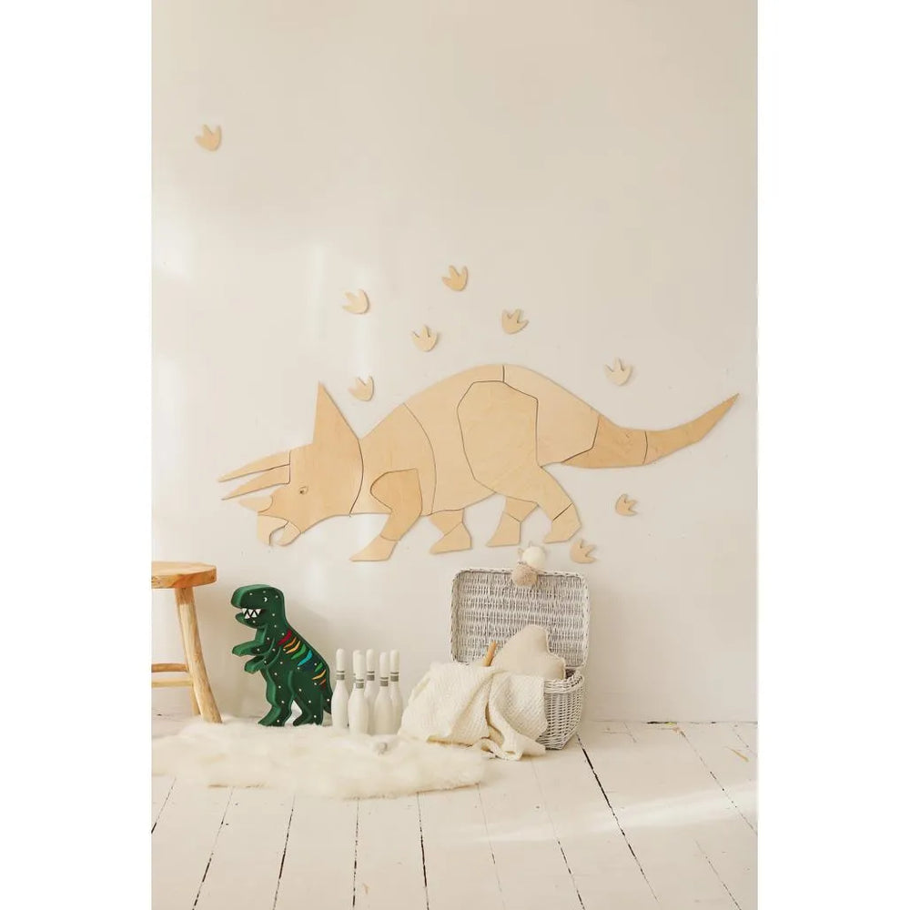 Dinosaurus Triceratops - Dřevěná Nástěnná Dekorace Velikost s - 40cmx120cm - Nástěnná - Cut It Now