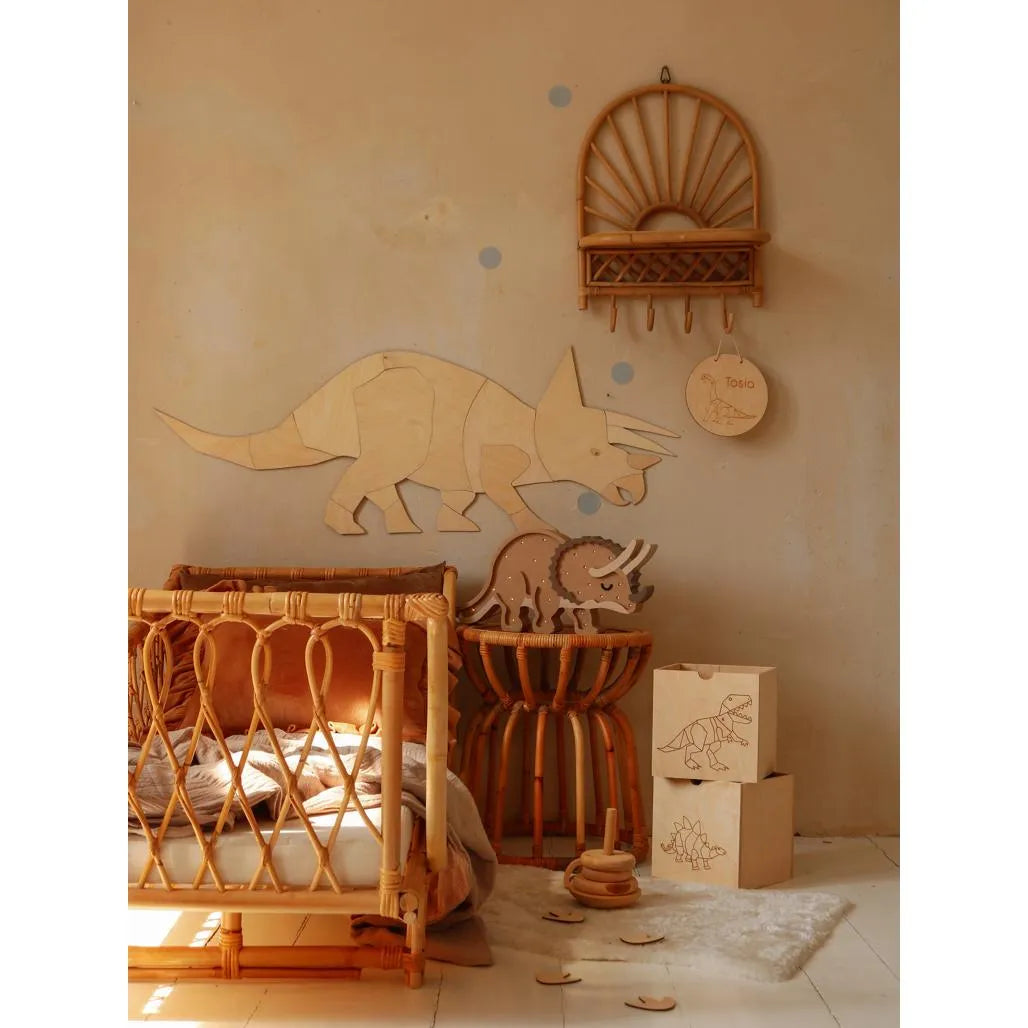 Dinosaurio Triceratops - Decoración de pared de madera Tamaño m - 50cmx140cm - Pared - Recortar ahora