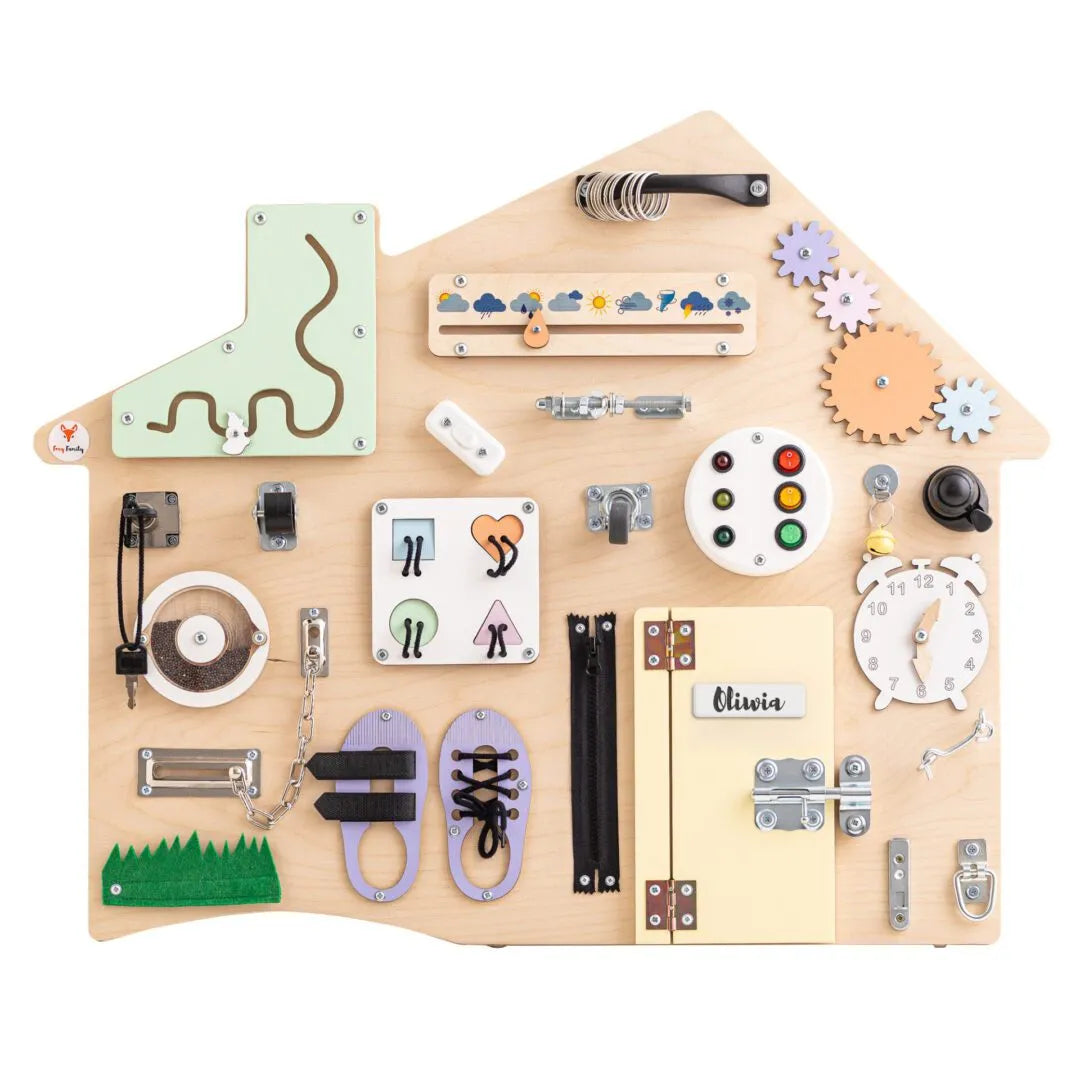 Xl Domček Manipulačná Tabuľa Pastelová - Montessori - Foxy Family