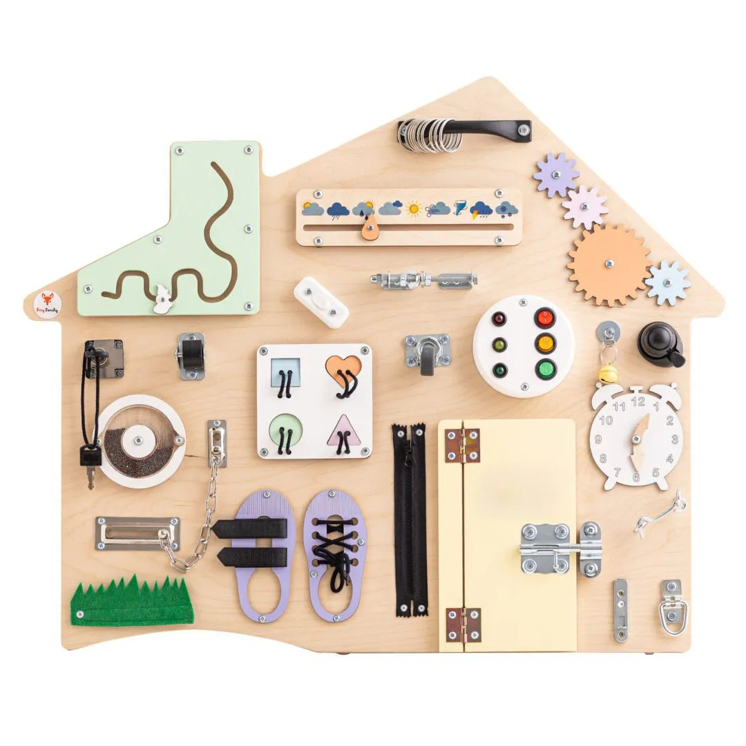 Xl Domček Manipulačná Tabuľa Pastelová - Montessori - Foxy Family