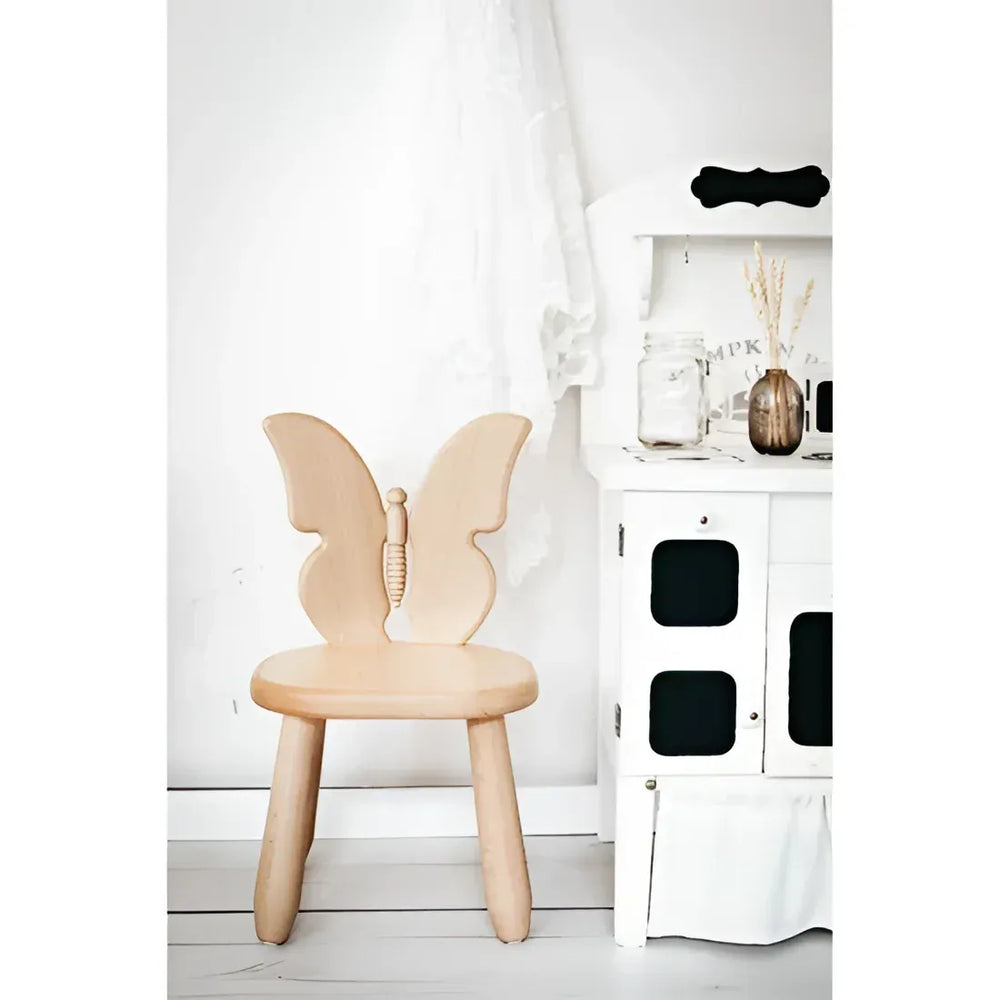 Natur Butterfly Holz-Kinderstuhl - Holz- und Kunststoff-Sets - Kidozia