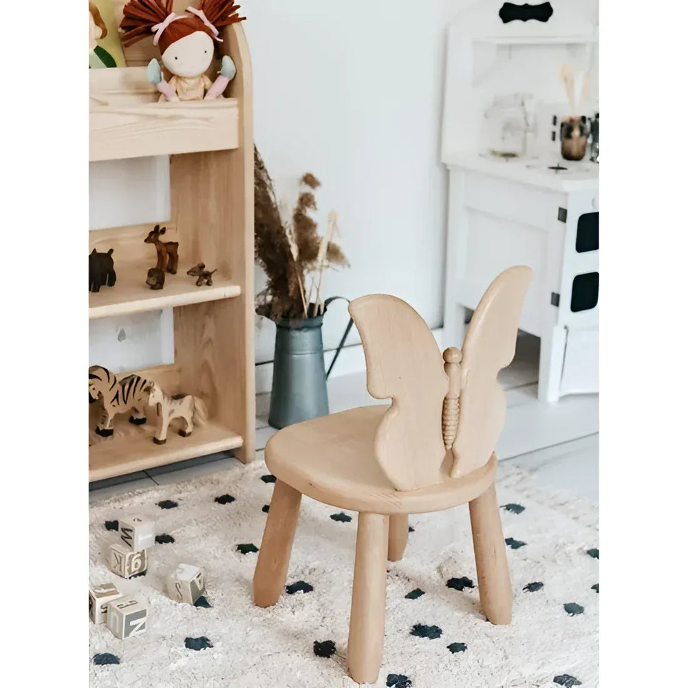 Natur Butterfly Holz-Kinderstuhl - Holz- und Kunststoff-Sets - Kidozia