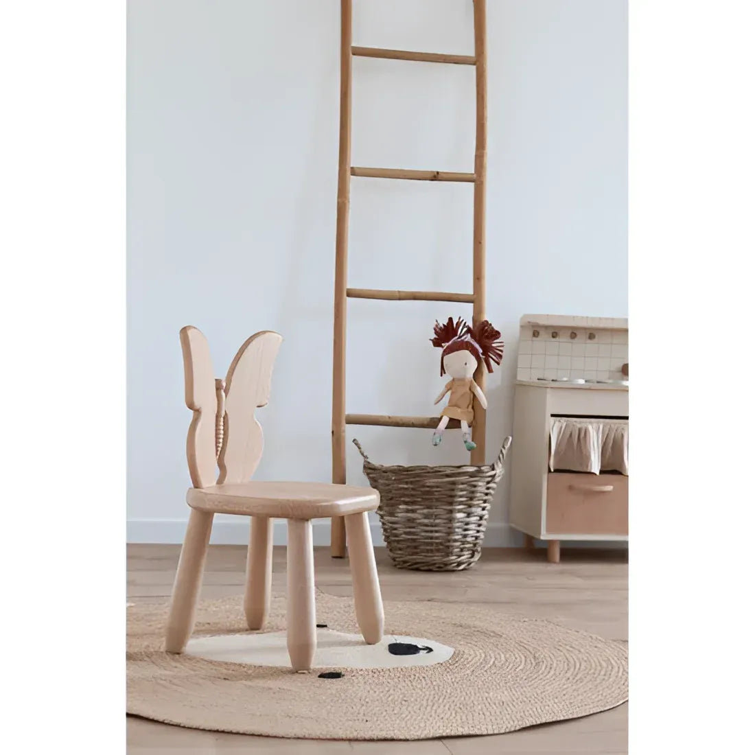 Natur Butterfly Holz-Kinderstuhl - Holz- und Kunststoff-Sets - Kidozia