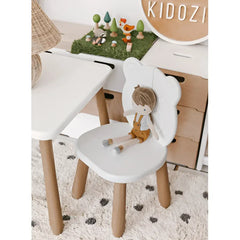 Chaise enfant en bois Natur Ours Blanc - Ensembles bois et plastique - Kidozia