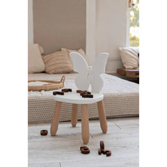 Silla infantil de madera mariposa blanca natural - Conjuntos de madera y plástico - Kidozia