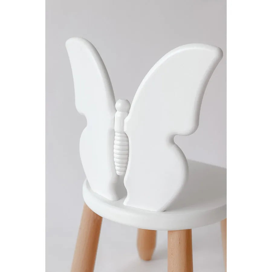 Silla infantil de madera mariposa blanca natural - Conjuntos de madera y plástico - Kidozia
