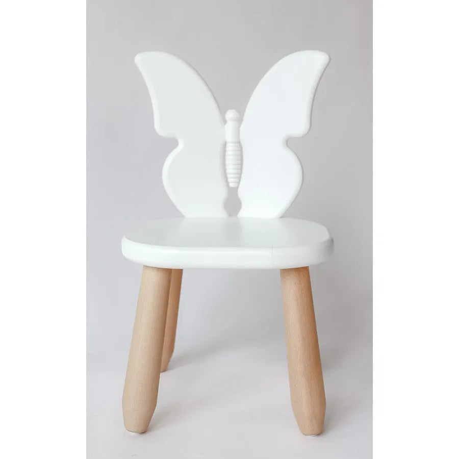 Silla infantil de madera mariposa blanca natural - Conjuntos de madera y plástico - Kidozia
