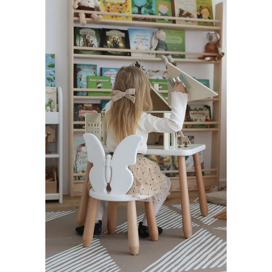 Silla infantil de madera mariposa blanca natural - Conjuntos de madera y plástico - Kidozia