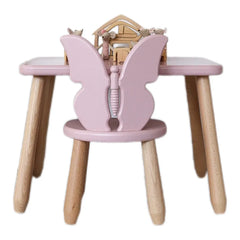 Sedia per bambini in legno a forma di farfalla rosa - Set in legno e plastica - Kidozia
