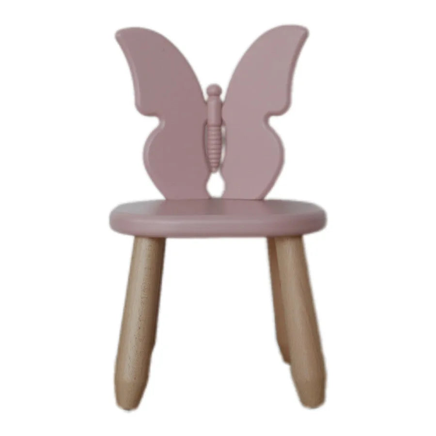 Sedia per bambini in legno a forma di farfalla rosa - Set in legno e plastica - Kidozia