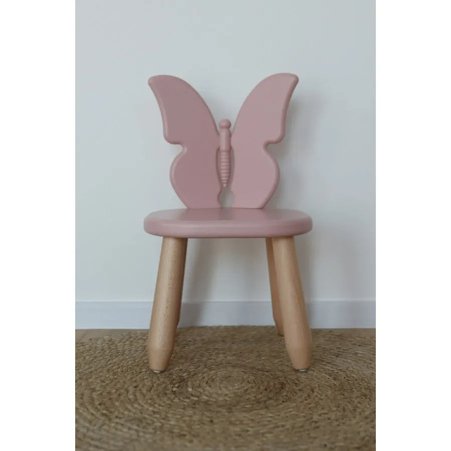 Sedia per bambini in legno a forma di farfalla rosa - Set in legno e plastica - Kidozia