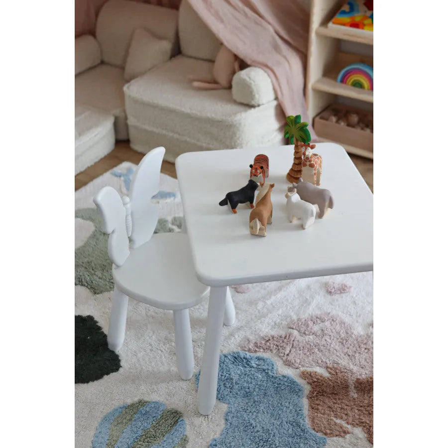 Sedia per bambini in legno a forma di farfalla bianca - Set in legno e plastica - Kidozia