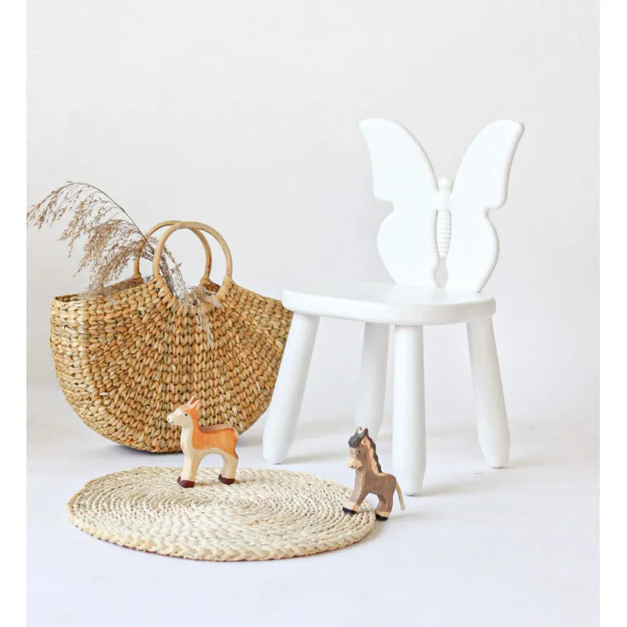 Sedia per bambini in legno a forma di farfalla bianca - Set in legno e plastica - Kidozia