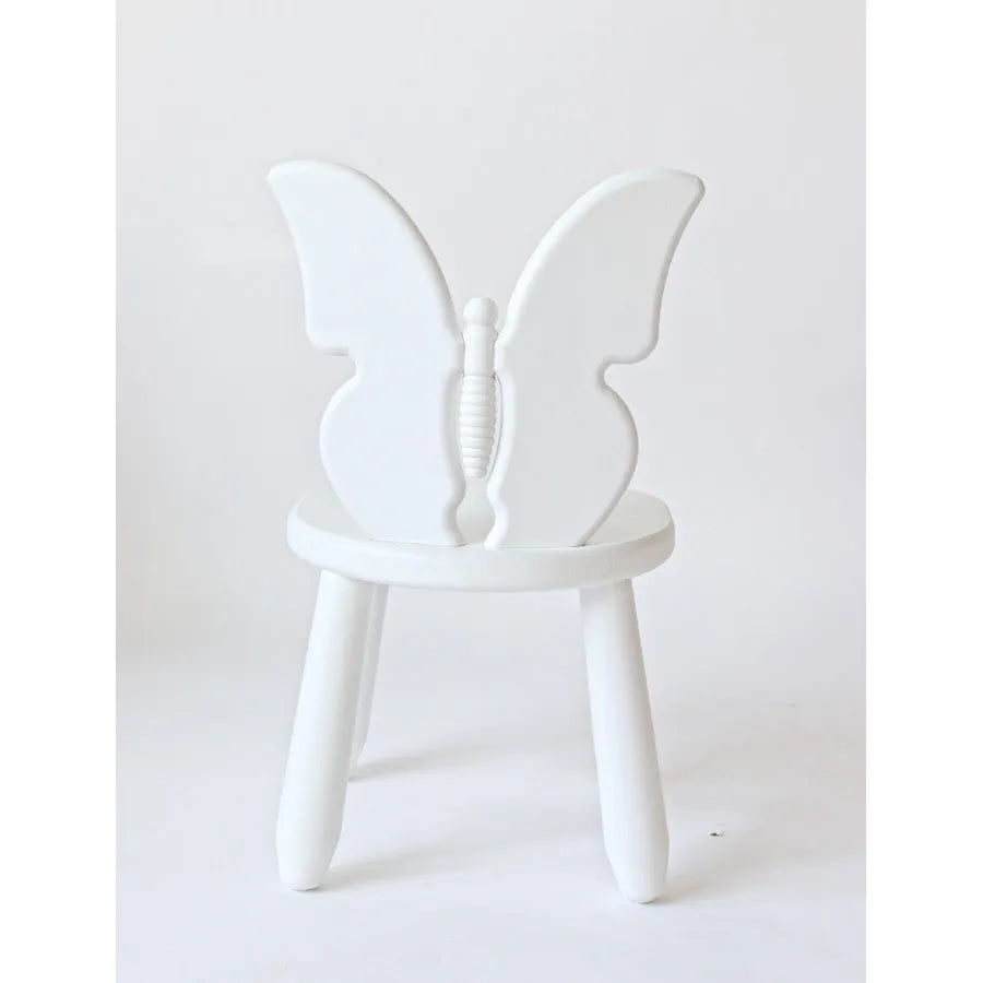 Sedia per bambini in legno a forma di farfalla bianca - Set in legno e plastica - Kidozia