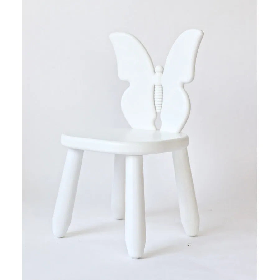 Sedia per bambini in legno a forma di farfalla bianca - Set in legno e plastica - Kidozia