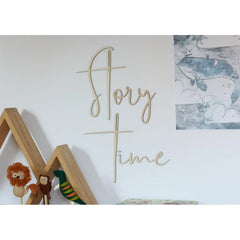 Wooden Wall Board: story time - 68cmx30cm - Wall Decoration - Cut It Now