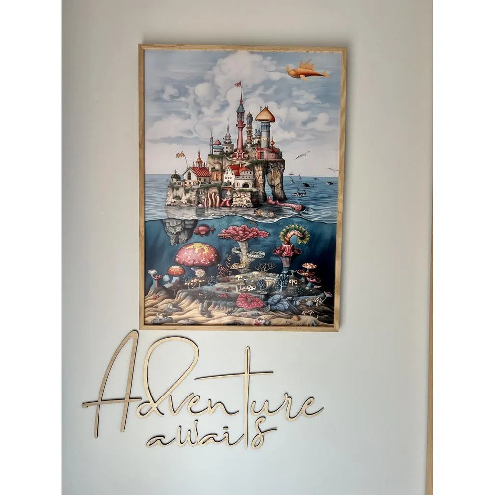 Cartello da parete in legno: L'avventura ti aspetta - 100 cm x 30 cm - Decorazione da parete - Taglialo subito