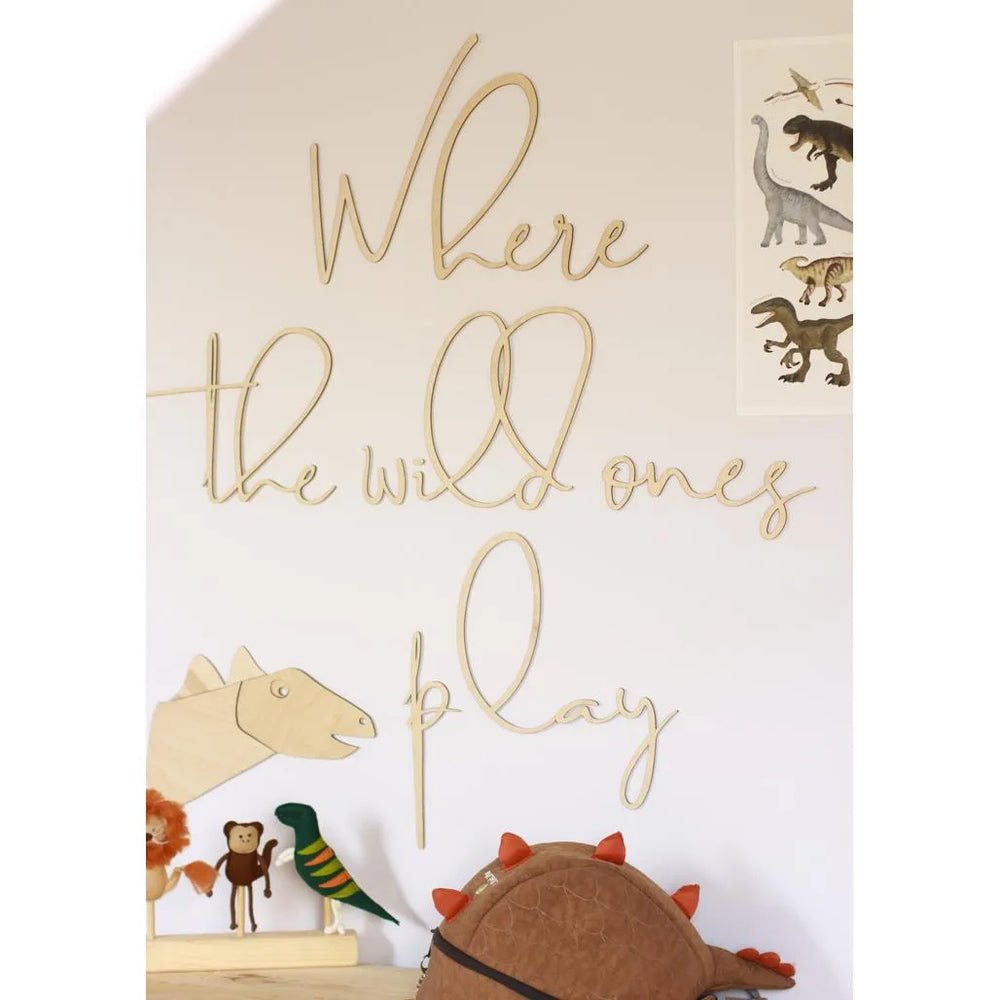 Letrero de madera para pared: Donde juegan los salvajes - 180 cm x 40 cm - Decoración de pared - Cut It Now