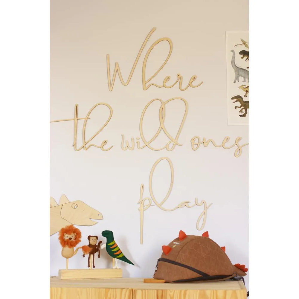 Letrero de madera para pared: Donde juegan los salvajes - 180 cm x 40 cm - Decoración de pared - Cut It Now