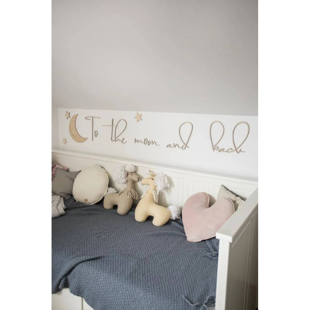 Houten Wandbord: Naar de Maan en Terug - 120cmx40cm - Muurdecoratie - Cut It Now